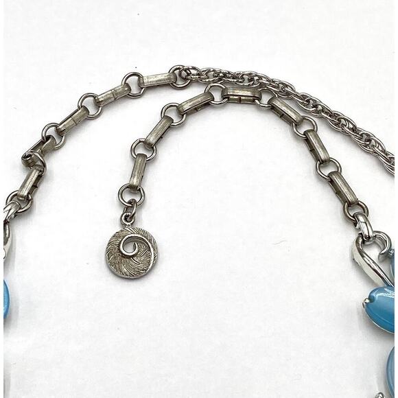 Lisner Vintage Necklace Thermoset Blue 19.5 Signed Hook Clasp Estate - Picture 6 of 10